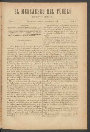 1871,1,2: tomo 1, núm. 2 (8 de enero de 1871)