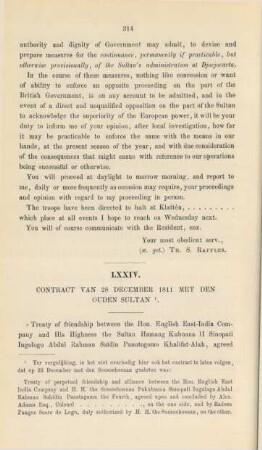 LXXIV. Contract van 28. december 1811 met den Ouden Sultan