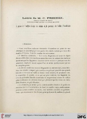Lettre de M.C. Friedel