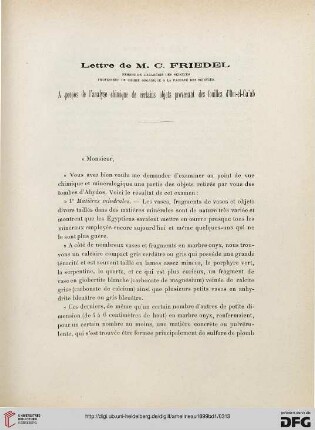 Lettre de M.C. Friedel