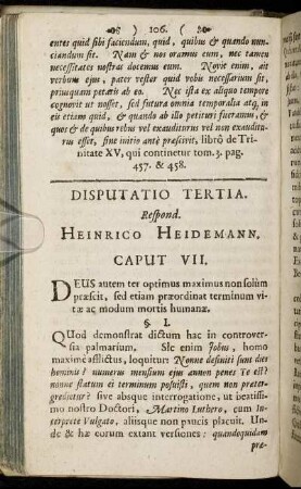 Disputatio Tertia.