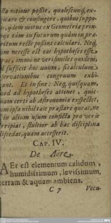 CAP. IV. De Aere.