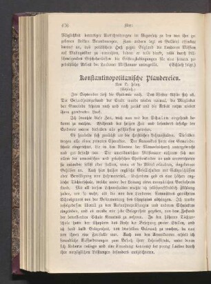 Konstantinopolitanische Plaudereien (Schluß)