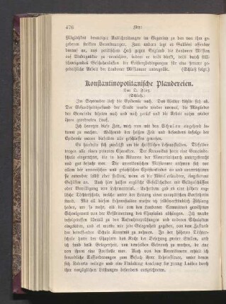 Konstantinopolitanische Plaudereien (Schluß)