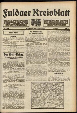 Erste Ausgabe vom Samstag, den 04. Dezember 1915.