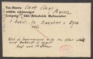 Bestellungen diverser Musikalien : 26.02.1833