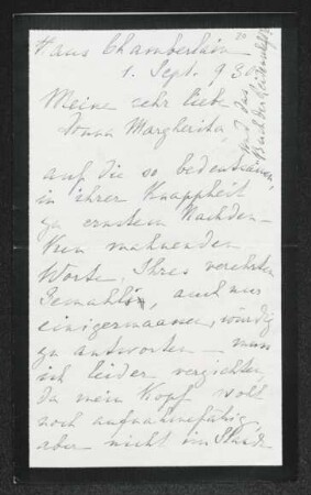 Brief von Blandine von Gravina an Margarete Hauptmann