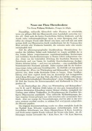 Neues zur Flora Oberschwabens