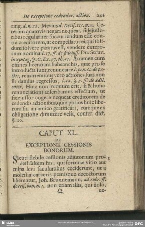 Caput XL. De Exceptione Cessionis Bonorum