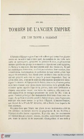 N.S. 19.1869: Sur les tombes de l'Ancien Empire que l'on trouve à Saqqarah, [1]