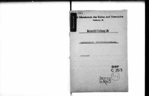 Sachliche Ausstattung und Institutsaversum der Forstlichen Versuchsanstalt