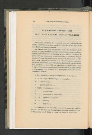 Les Richesses Forestieres En Gyane Francaise.