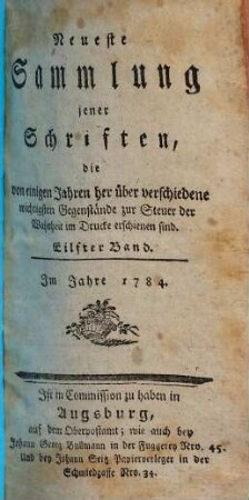 Neueste Sammlung jener Schriften, die von einigen Jahren her über verschiedene wichtigste Gegenstände zur Steuer der Wahrheit im Drucke erschienen sind, 11
