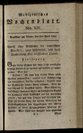 Nro. XIV. Frankfurt am Mayn, den 6ten April 1793. - Nro. XVII. Frankfurt am Mayn, den 27ten April 1793.