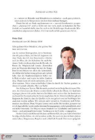 Antrittsrede vom 26. Oktober 2018