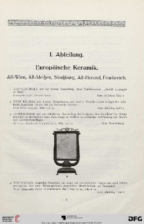 Europäische Keramik (Nr. 1-36)