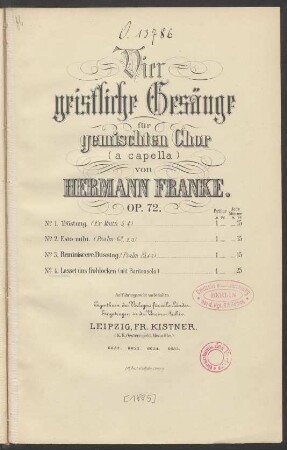 No. 4: Lasset uns frohlocken : (mit Baritionsolo)