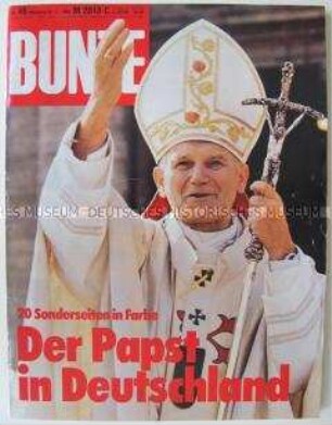 Wochenzeitschrift "Bunte" u.a. zum Besuch von Papst Johannes Paul II. in der Bundesrepublik