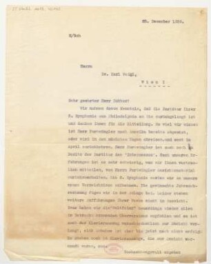 Brief an Karl Weigl : 28.12.1926