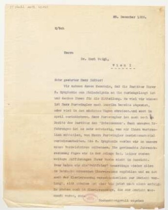 Brief an Karl Weigl : 28.12.1926