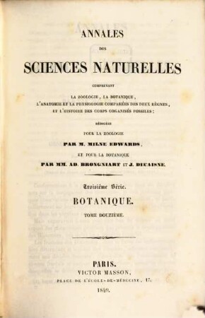 Annales des sciences naturelles. Botanique. 12, 12. 1849