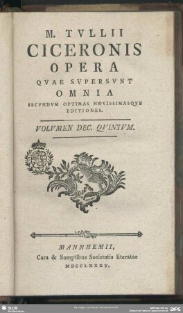 Volumen 15: M. Tullii Ciceronis Opera Quae Supersunt Omnia