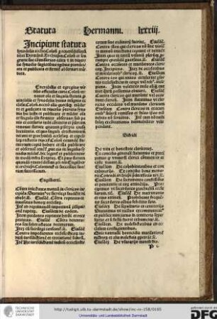 [V]enerabilis et egregius vir dominus officialis curie Coloniensis innovat omnia et singula statuta provincialia et synodalia huius insignis ecclesie Coloniensis...
