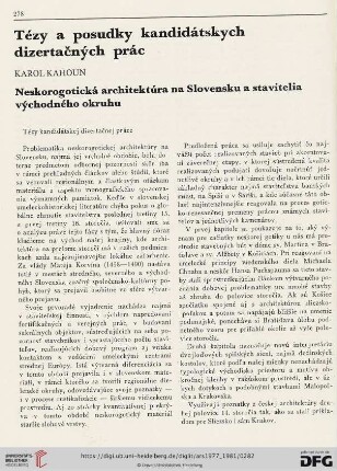 Tézy a posudky kandidátskych dizertačných prác