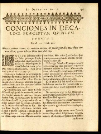 Conciones In Decalogi Praeceptum Quintum.