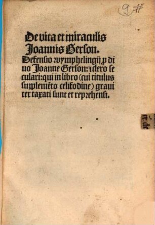 De Vita et Miraculis Joannis Gerson