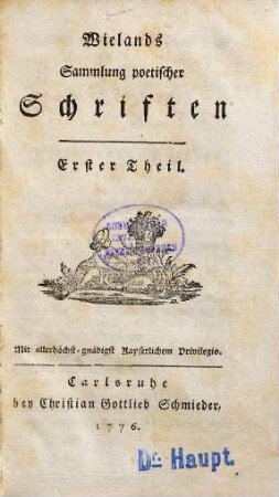 Wielands Sammlung poetischer Schriften, 1