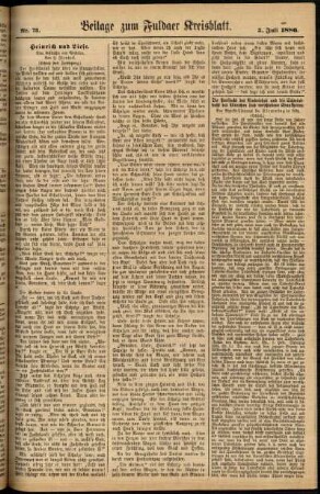 Zweite Ausgabe vom Samstag, den 03. Juli 1886.