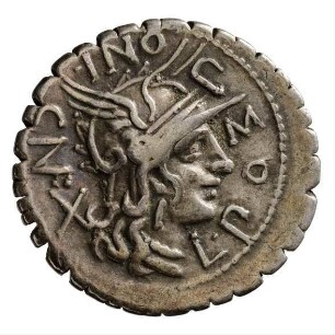 Münze, Denar (serratus), 118 v. Chr.