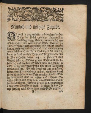 Nützlich und nöthige Zugabe.
