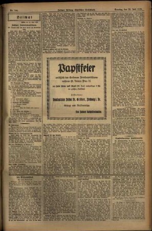 Zweite Ausgabe vom Sonntag, den 23. Juni 1929.