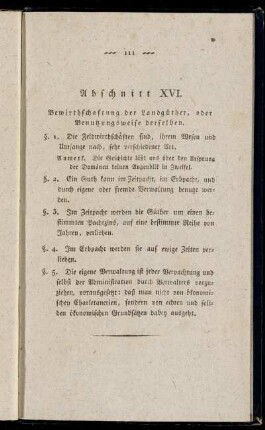 Abschnitt XVI. Bewirthschaftung der Landgüther, oder Benutzungsweise derselben.