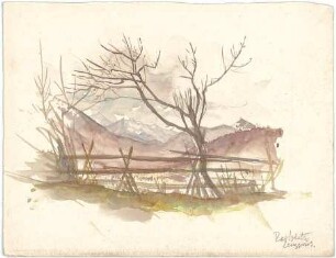 Gsaenger, Gustav; Lenggries (Bayern); Landschafts - und Gebäudestudien - Rastplatz (Studie)