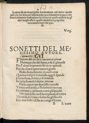 Sonetti Del Medesimo Autore.