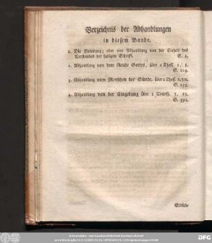 Verzeichniß der Abhandlungen in diesem Bande.