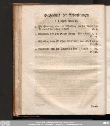 Verzeichniß der Abhandlungen in diesem Bande.