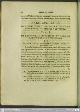 Pars Specialis. De Alienatione Et Oppignoratione Iure Statutario Bremensi Restricta
