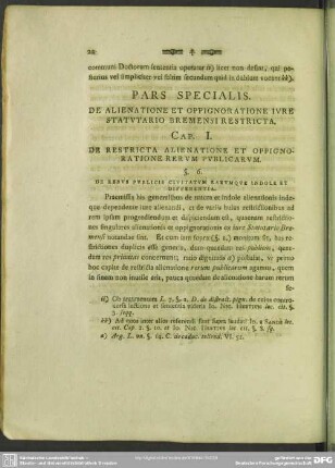 Pars Specialis. De Alienatione Et Oppignoratione Iure Statutario Bremensi Restricta
