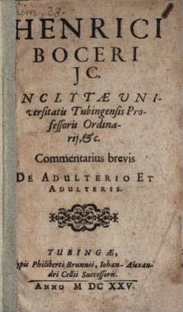 Commentarius brevis de adulterio et adulteris