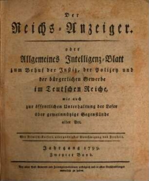 Kaiserlich privilegirter Reichs-Anzeiger. 1799,2, 1799, 2