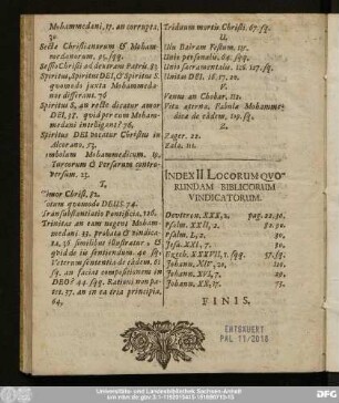 Index II Locorum Quorundam Biblicorum Vindicatorum.
