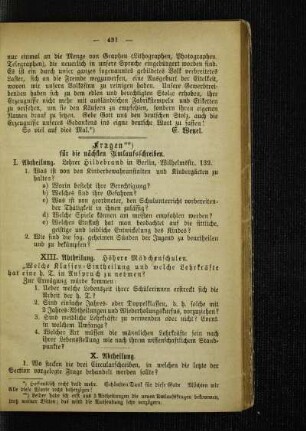 Fragen für die nächsten Umlaufsschreiben
