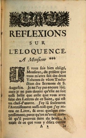 Reflexions sur l'eloquence des predicateurs