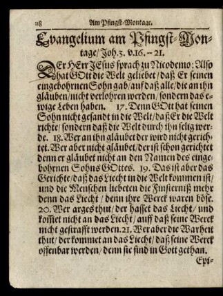 Evangelium am Pfingst-Montage/ ...