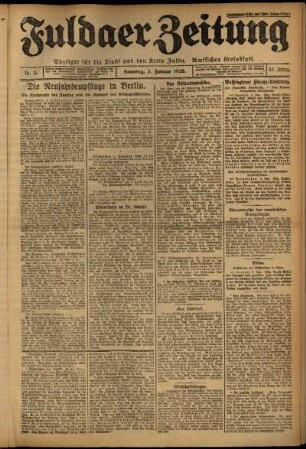 Erste Ausgabe vom Sonntag, den 03. Januar 1926.