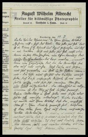 Brief von August Wilhelm Albrecht an Wilhelm Schwaner
